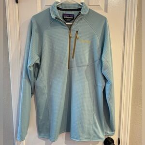 Patagonia Womens XL R1 Pullover Regulator Med Polartec Fleece 1/2 Zip Blue 40118